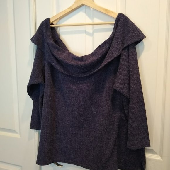 Lane Bryant Blue Off the Shoulder Sweater 26/28 Plus - Picture 3 of 4